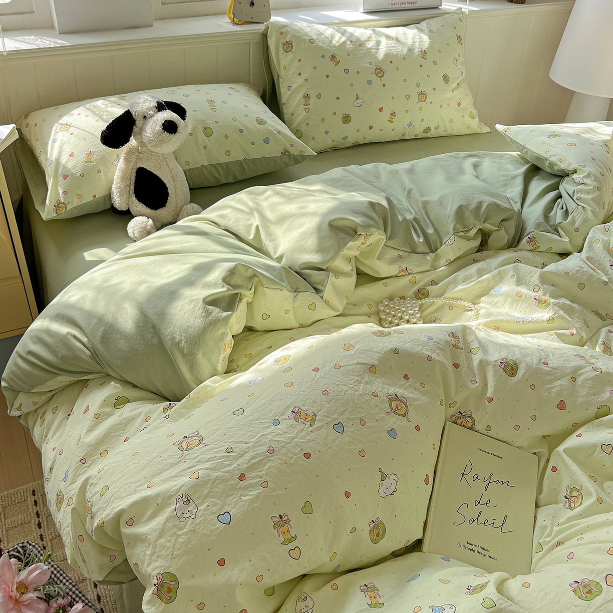 91家纺网 家纺一手货源 找家纺 凯洛奇 2026新款A类仿棉四件套古法水洗棉小清新印花四件套单被套系列 童趣绘彩