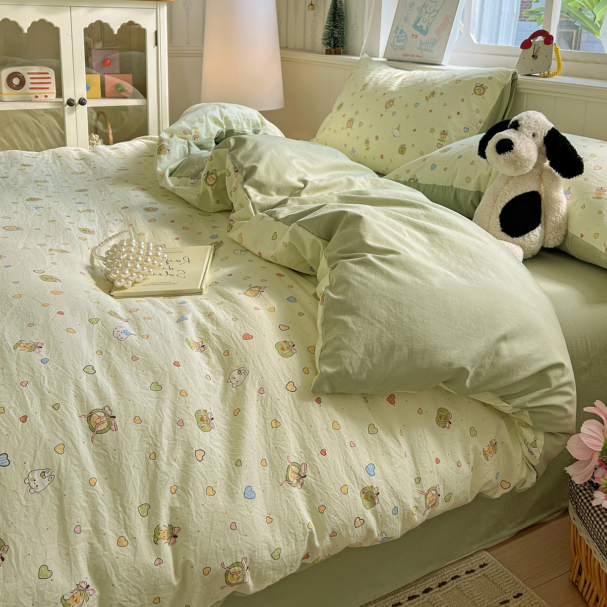 91家纺网 家纺一手货源 找家纺 凯洛奇 2026新款A类仿棉四件套古法水洗棉小清新印花四件套单被套系列 童趣绘彩