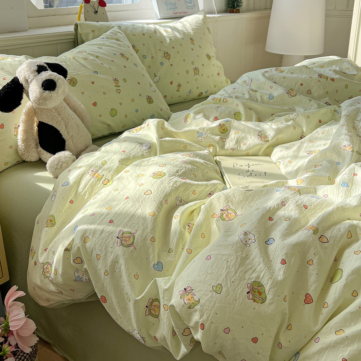 91家纺网 家纺一手货源 找家纺 凯洛奇 2026新款A类仿棉四件套古法水洗棉小清新印花四件套单被套系列 童趣绘彩