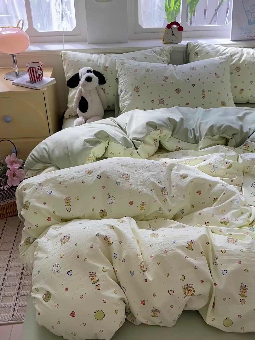 91家纺网 家纺一手货源 找家纺 凯洛奇 2026新款A类仿棉四件套古法水洗棉小清新印花四件套单被套系列 童趣绘彩