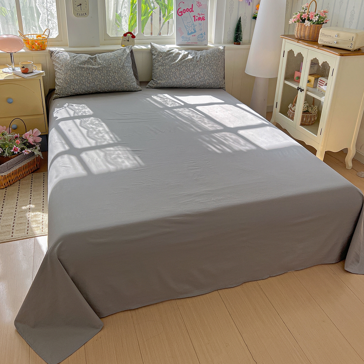 91家纺网 家纺一手货源 找家纺 凯洛奇 2026新款A类仿棉四件套古法水洗棉小清新印花四件套单被套系列 晚枫