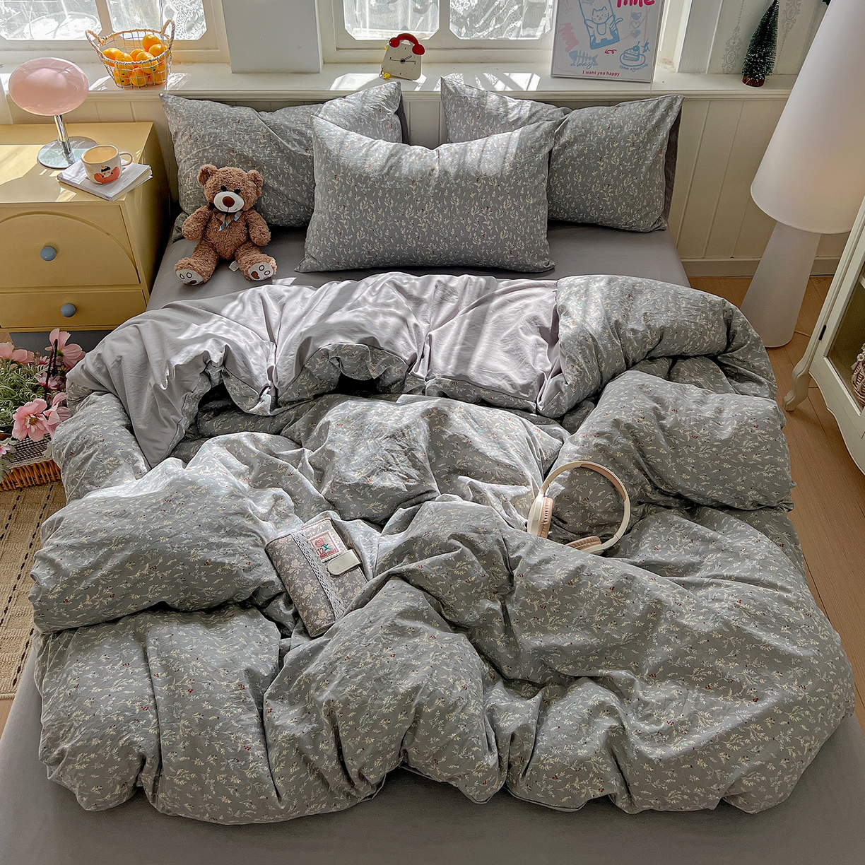 91家纺网 家纺一手货源 找家纺 凯洛奇 2026新款A类仿棉四件套古法水洗棉小清新印花四件套单被套系列 晚枫