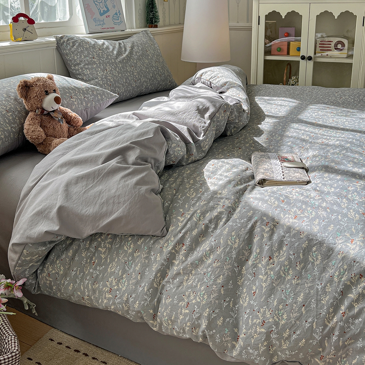 91家纺网 家纺一手货源 找家纺 凯洛奇 2026新款A类仿棉四件套古法水洗棉小清新印花四件套单被套系列 晚枫