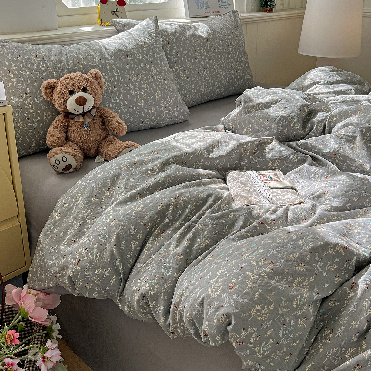 91家纺网 家纺一手货源 找家纺 凯洛奇 2026新款A类仿棉四件套古法水洗棉小清新印花四件套单被套系列 晚枫