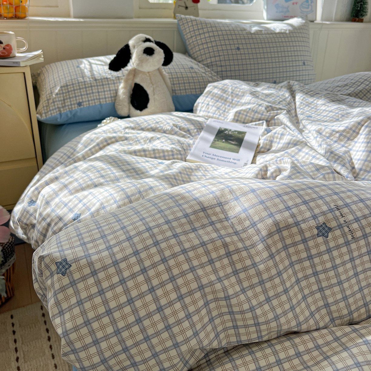 91家纺网 家纺一手货源 找家纺 凯洛奇 2026新款A类仿棉四件套古法水洗棉小清新印花四件套单被套系列 西雅图