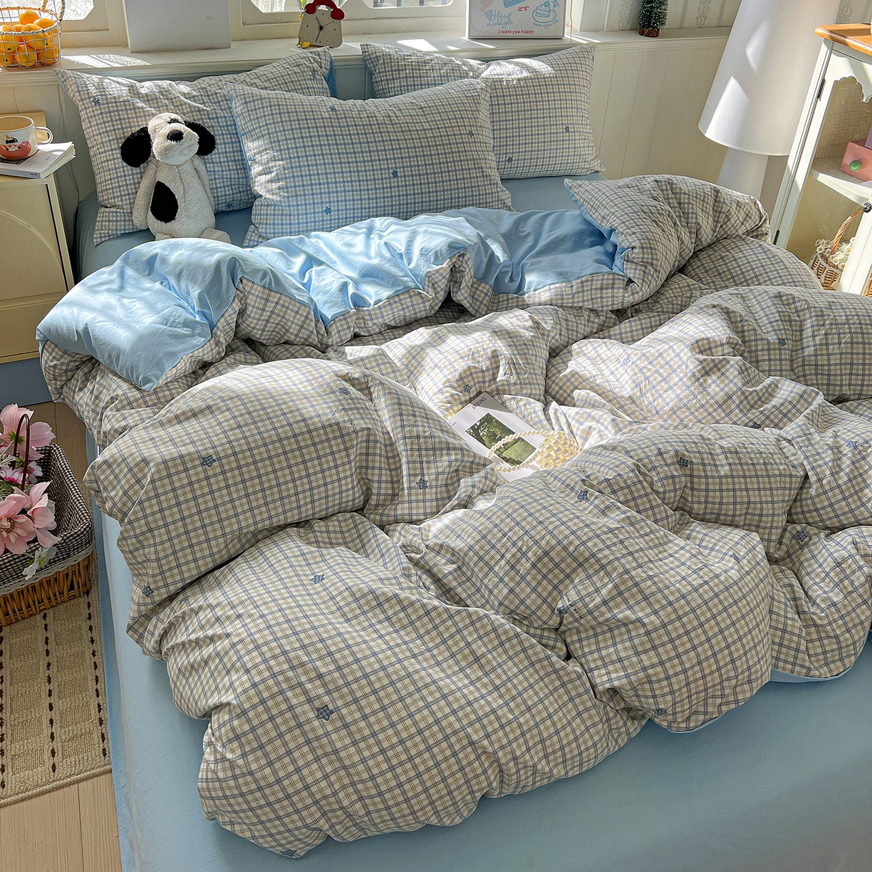 91家纺网 家纺一手货源 找家纺 凯洛奇 2026新款A类仿棉四件套古法水洗棉小清新印花四件套单被套系列 西雅图