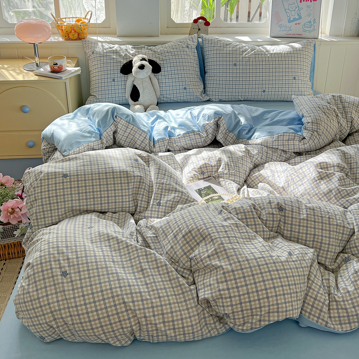 91家纺网 家纺一手货源 找家纺 凯洛奇 2026新款A类仿棉四件套古法水洗棉小清新印花四件套单被套系列 西雅图