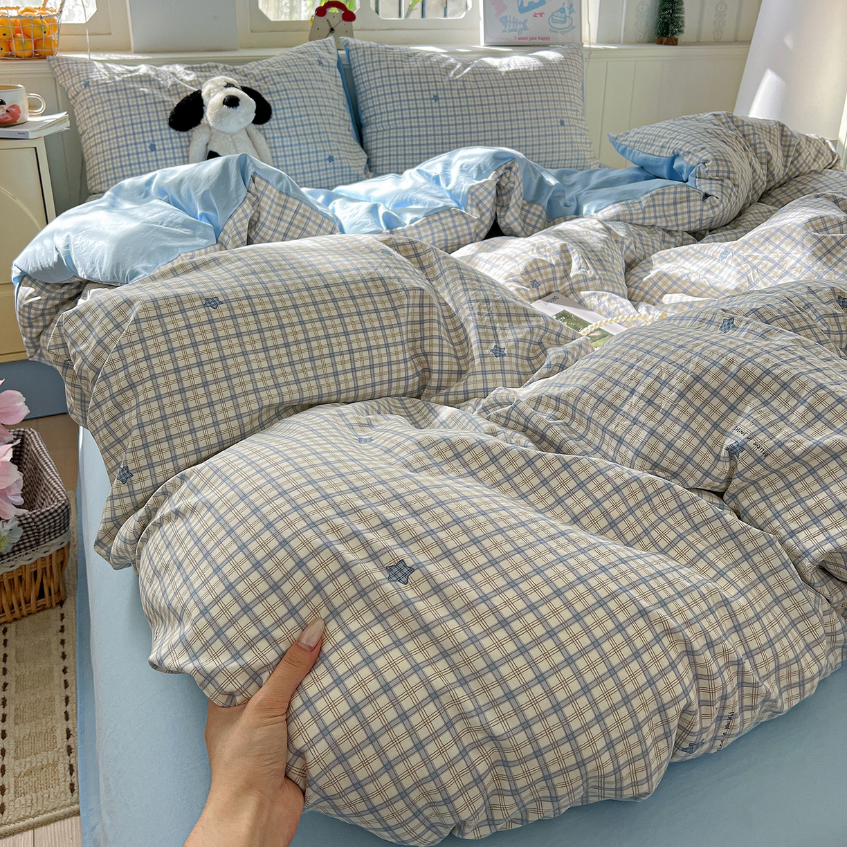 91家纺网 家纺一手货源 找家纺 凯洛奇 2026新款A类仿棉四件套古法水洗棉小清新印花四件套单被套系列 西雅图