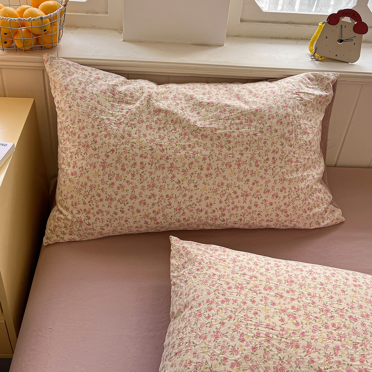 91家纺网 家纺一手货源 找家纺 凯洛奇 2026新款A类仿棉四件套古法水洗棉小清新印花四件套单被套系列 樱姿