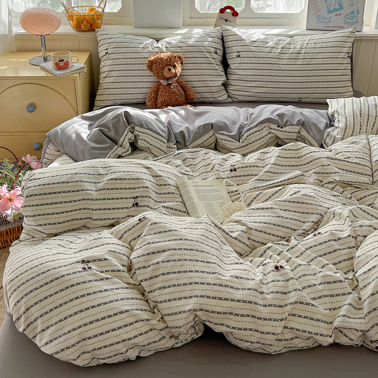 91家纺网 家纺一手货源 找家纺 凯洛奇 2026新款A类仿棉四件套古法水洗棉小清新印花四件套单被套系列 织梦