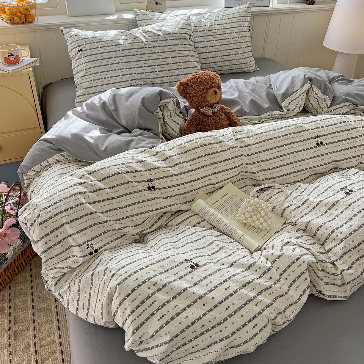 91家纺网 家纺一手货源 找家纺 凯洛奇 2026新款A类仿棉四件套古法水洗棉小清新印花四件套单被套系列 织梦