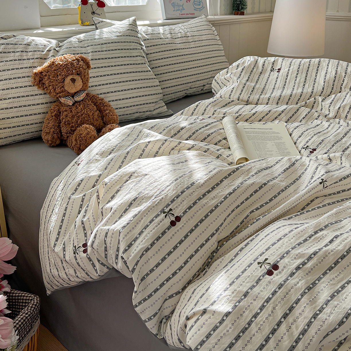 91家纺网 家纺一手货源 找家纺 凯洛奇 2026新款A类仿棉四件套古法水洗棉小清新印花四件套单被套系列 织梦