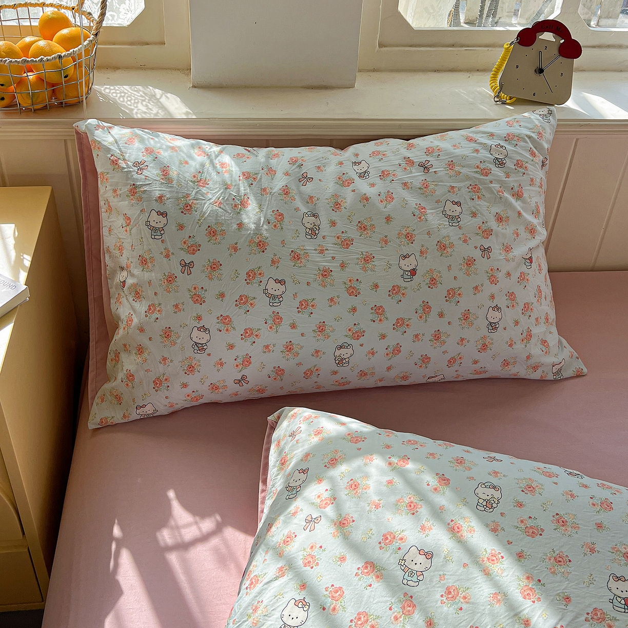 91家纺网 家纺一手货源 找家纺 凯洛奇 2026新款A类仿棉四件套古法水洗棉小清新印花四件套单被套系列 KT喵