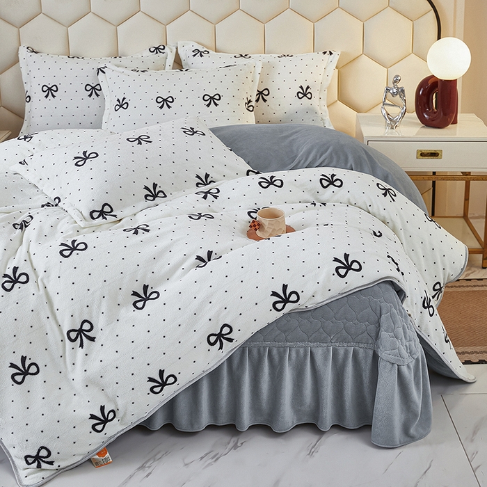 91家纺网 家纺一手货源 找家纺 凤杰家纺 2025新款高克重210克牛奶绒床盖四件套 简约格调