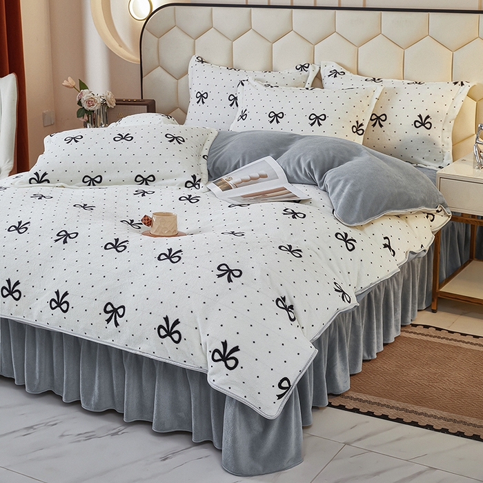 91家纺网 家纺一手货源 找家纺 凤杰家纺 2025新款高克重210克牛奶绒床盖四件套 简约格调