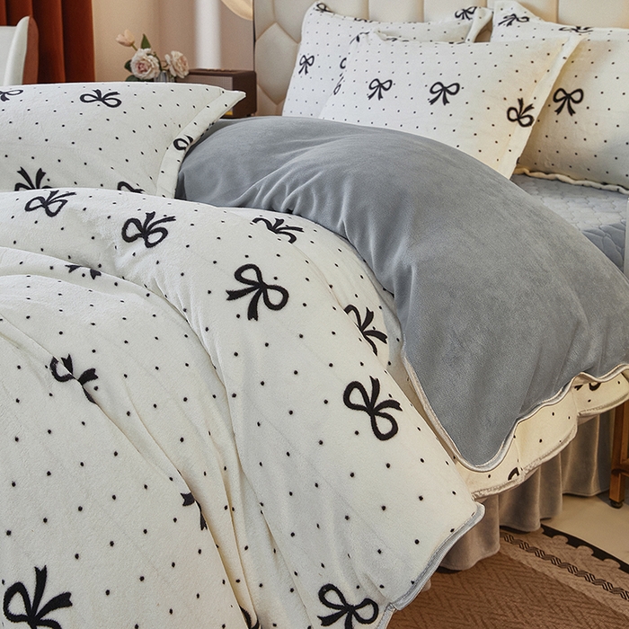 91家纺网 家纺一手货源 找家纺 凤杰家纺 2025新款高克重210克牛奶绒床盖四件套 简约格调