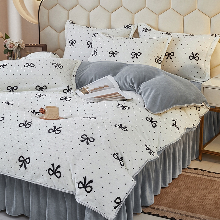 91家纺网 家纺一手货源 找家纺 凤杰家纺 2025新款高克重210克牛奶绒床盖四件套 简约格调