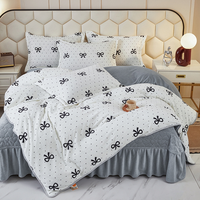 91家纺网 家纺一手货源 找家纺 凤杰家纺 2025新款高克重210克牛奶绒床盖四件套 简约格调