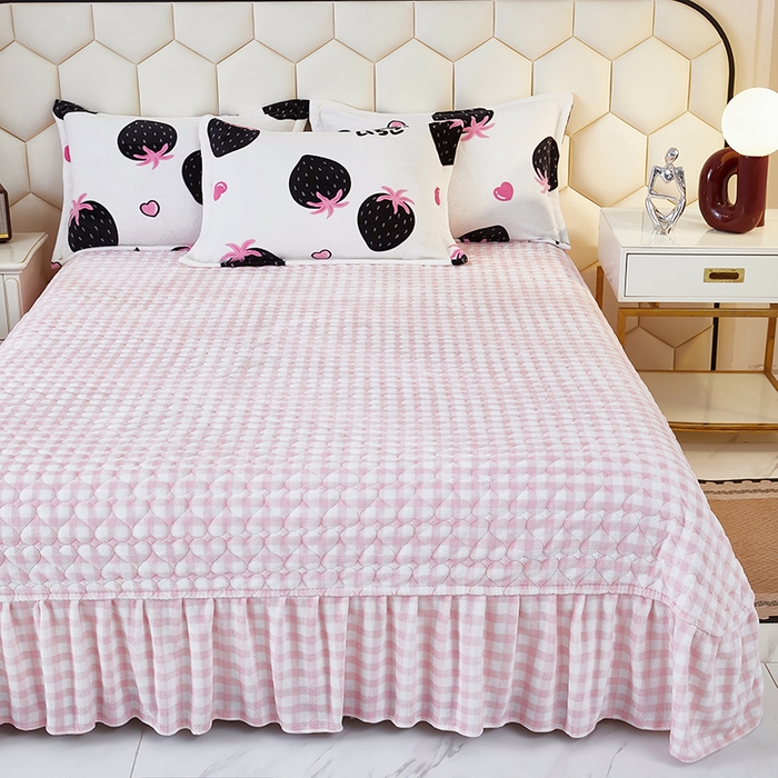 91家纺网 家纺一手货源 找家纺 凤杰家纺 2025新款高克重210克牛奶绒床盖四件套 山野莓莓