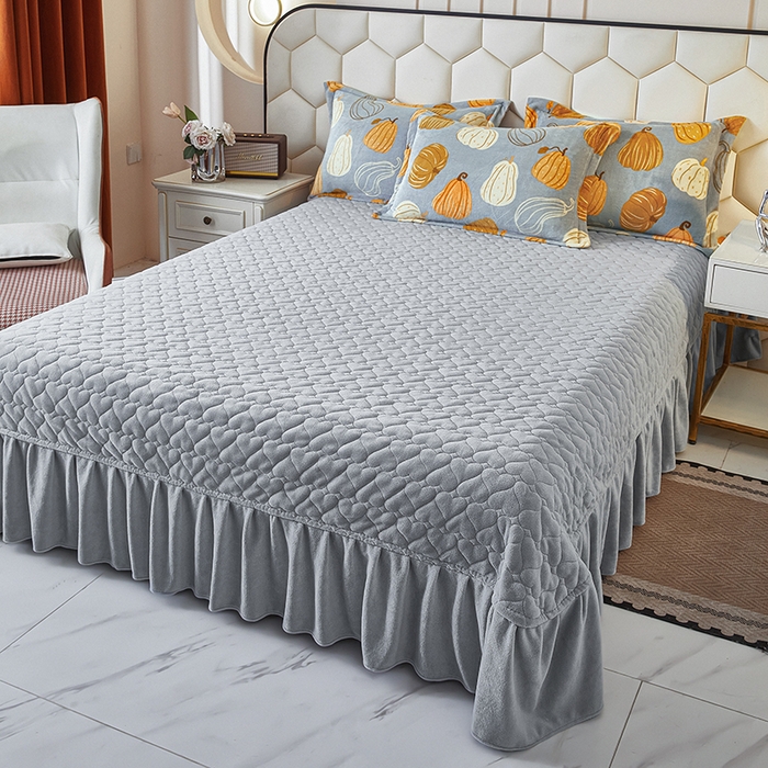 91家纺网 家纺一手货源 找家纺 栩裕纺织 2025新款高克重210克牛奶绒床盖四件套 富贵南瓜