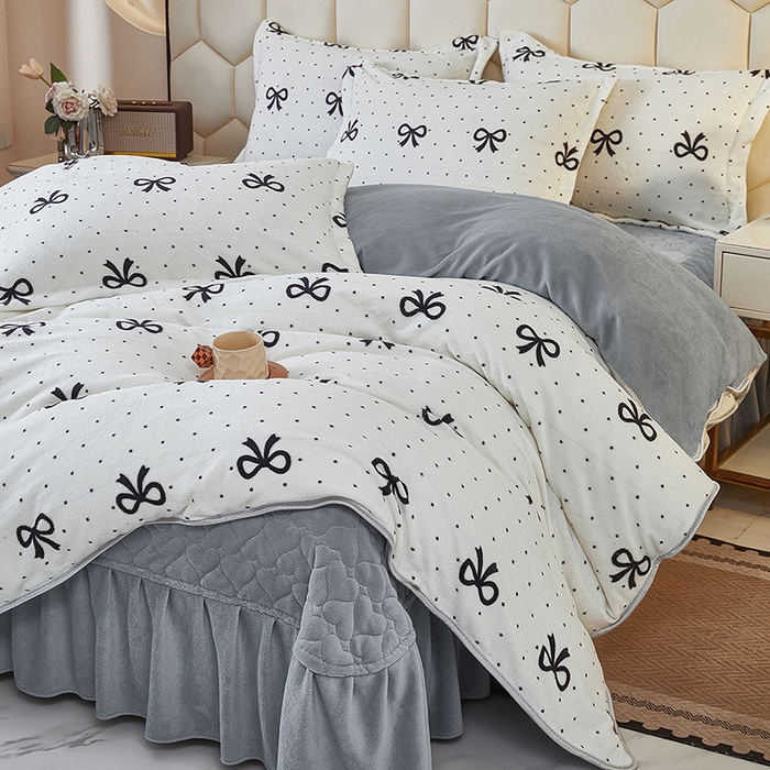 91家纺网 家纺一手货源 找家纺 栩裕纺织 2026新款高克重210克牛奶绒床盖四件套 简约格调