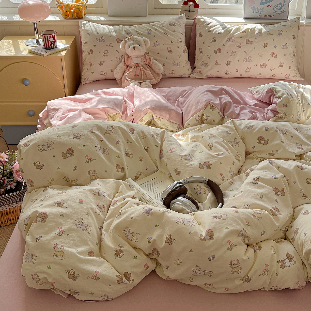 91家纺网 家纺一手货源 找家纺 （总）凯洛奇 2026新款A类仿棉四件套古法水洗棉小清新印花四件套单被套系列