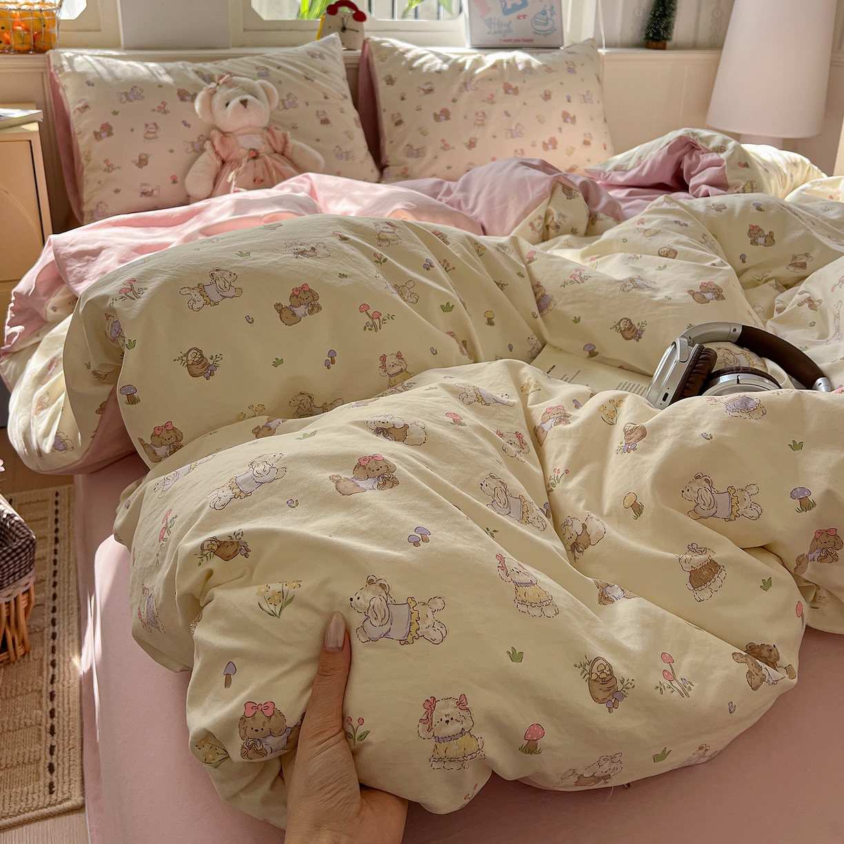 91家纺网 家纺一手货源 找家纺 （总）凯洛奇 2026新款A类仿棉四件套古法水洗棉小清新印花四件套单被套系列