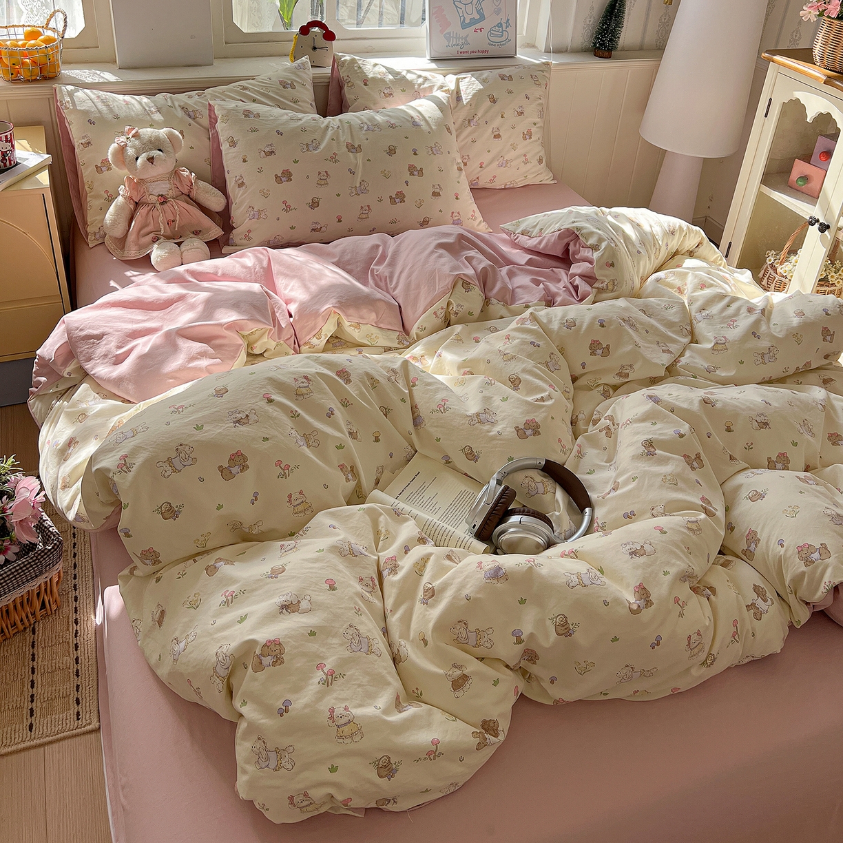 91家纺网 家纺一手货源 找家纺 （总）凯洛奇 2026新款A类仿棉四件套古法水洗棉小清新印花四件套单被套系列