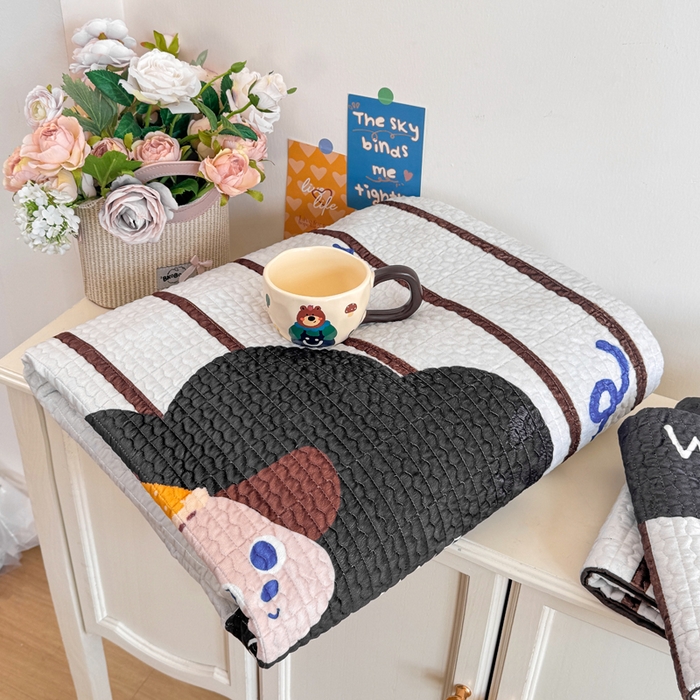 91家纺网 家纺一手货源 找家纺 芷凡家纺 2025新款宝宝绒水洗棉高温水洗床盖三件套 云朵狗