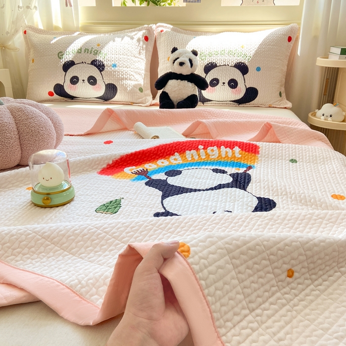 91家纺网 家纺一手货源 找家纺 芷凡家纺 2025新款宝宝绒水洗棉高温水洗床盖三件套 画画的盼达