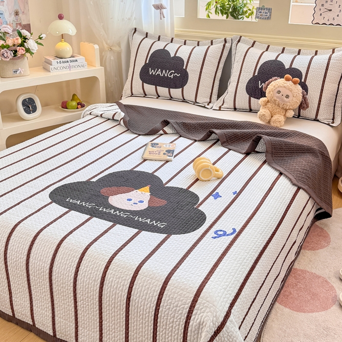 91家纺网 家纺一手货源 找家纺 芷凡家纺 2025新款宝宝绒水洗棉高温水洗床盖三件套 云朵狗