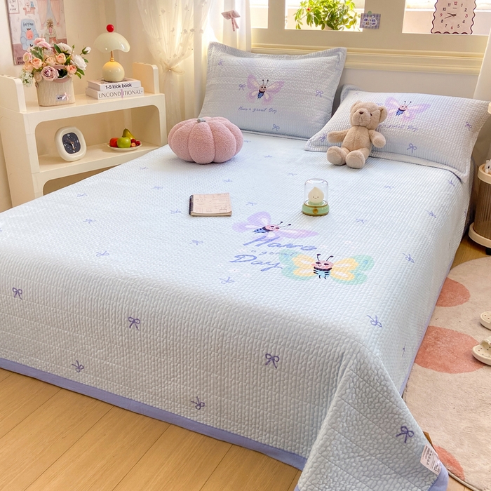 91家纺网 家纺一手货源 找家纺 芷凡家纺 2025新款宝宝绒水洗棉高温水洗床盖三件套 福蝶