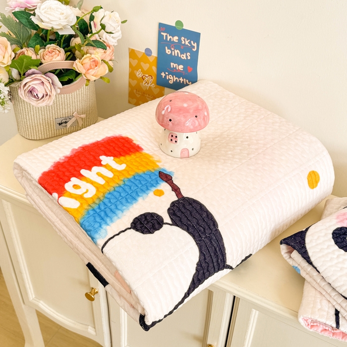 91家纺网 家纺一手货源 找家纺 芷凡家纺 2025新款宝宝绒水洗棉高温水洗床盖三件套 画画的盼达