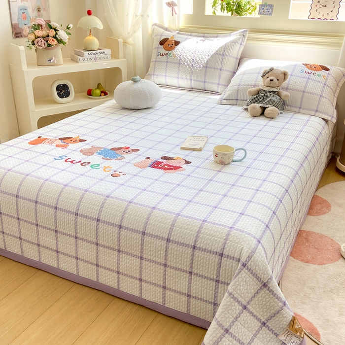 91家纺网 家纺一手货源 找家纺 芷凡家纺 2025新款宝宝绒水洗棉高温水洗床盖三件套 嗨皮狗