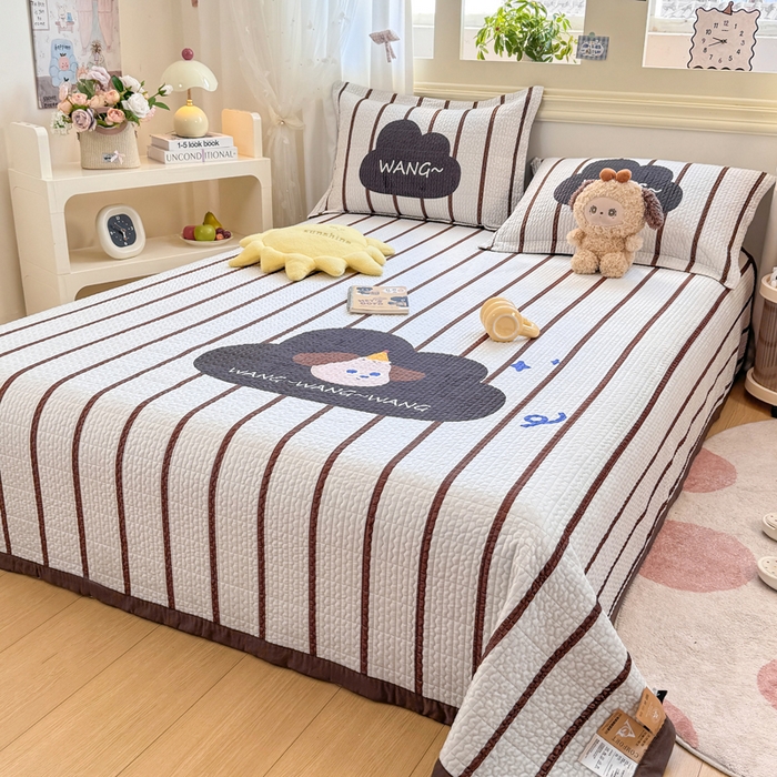 91家纺网 家纺一手货源 找家纺 芷凡家纺 2025新款宝宝绒水洗棉高温水洗床盖三件套 云朵狗