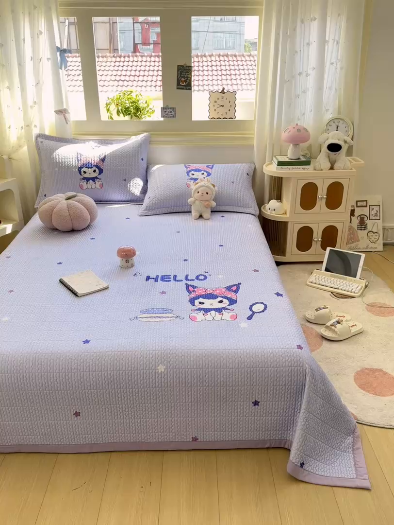 91家纺网 家纺一手货源 找家纺 芷凡家纺 2025新款宝宝绒水洗棉高温水洗床盖三件套 酷米