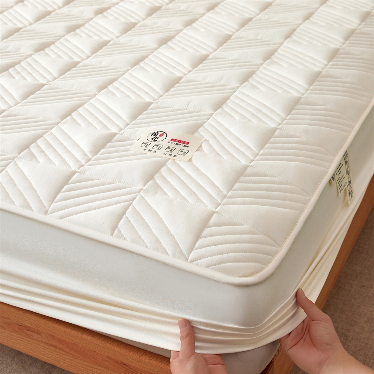 91家纺网 家纺一手货源 找家纺 （总）居眠 2025新款木叙棉花夹棉防水床笠