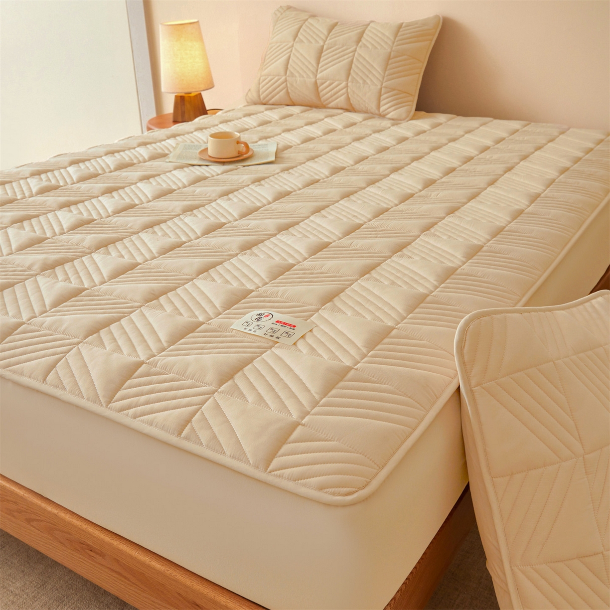 91家纺网 家纺一手货源 找家纺 居眠 2025新款木叙棉花夹棉防水床笠 木叙-卡