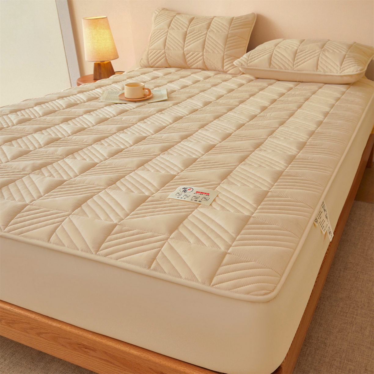 91家纺网 家纺一手货源 找家纺 居眠 2025新款木叙棉花夹棉防水床笠 木叙-卡