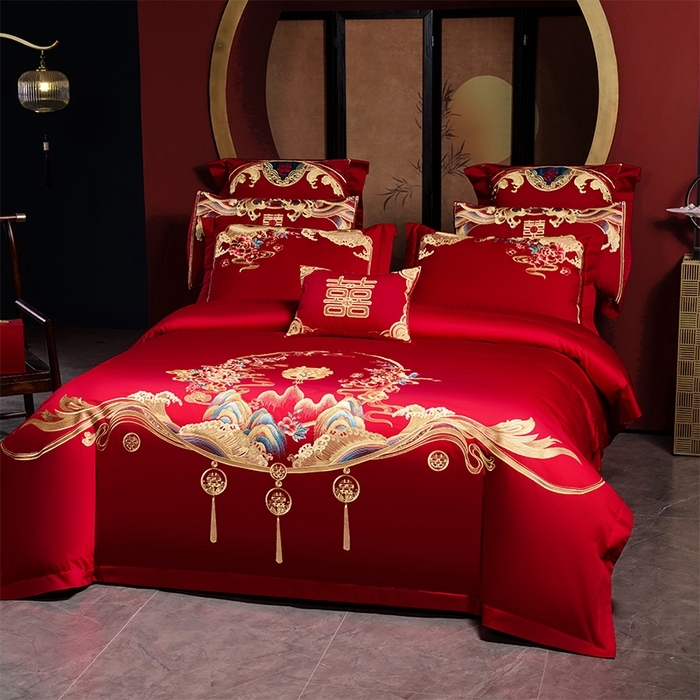 91家纺网 家纺一手货源 找家纺 （总）用心 2025新款婚庆全棉刺绣四件套多件套系列