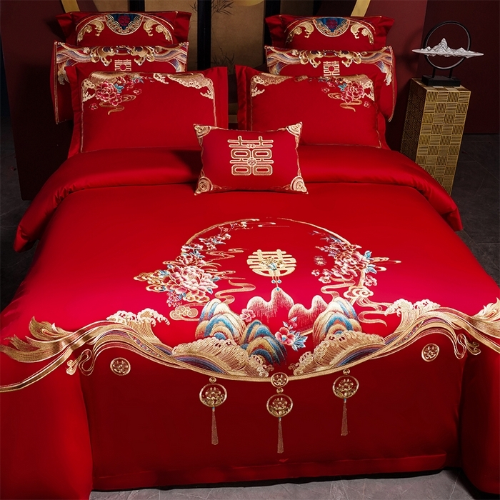 91家纺网 家纺一手货源 找家纺 （总）用心 2025新款婚庆全棉刺绣四件套多件套系列