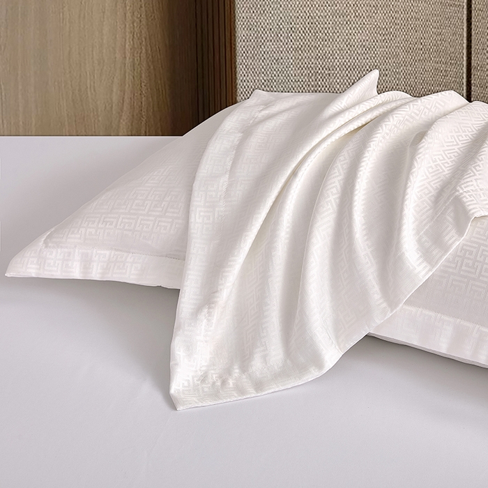 91家纺网 家纺一手货源 找家纺 罗菲尼酒店用品 2025新款AB版加厚磨毛提花酒店套件 方格白