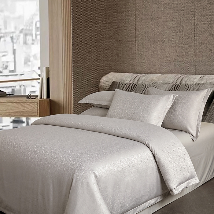 91家纺网 家纺一手货源 找家纺 罗菲尼酒店用品 2025新款AB版加厚磨毛提花酒店套件 向阳  浅灰