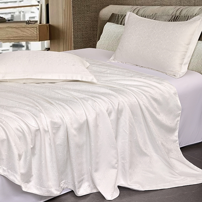 91家纺网 家纺一手货源 找家纺 罗菲尼酒店用品 2025新款AB版加厚磨毛提花酒店套件 向阳   白