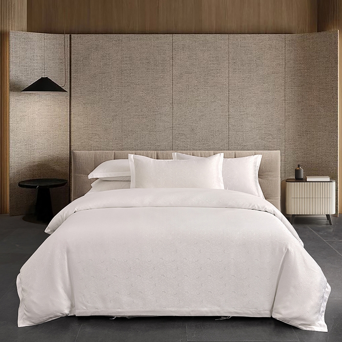 罗菲尼酒店用品 2025新款AB版加厚磨毛提花酒店套件 向阳   白