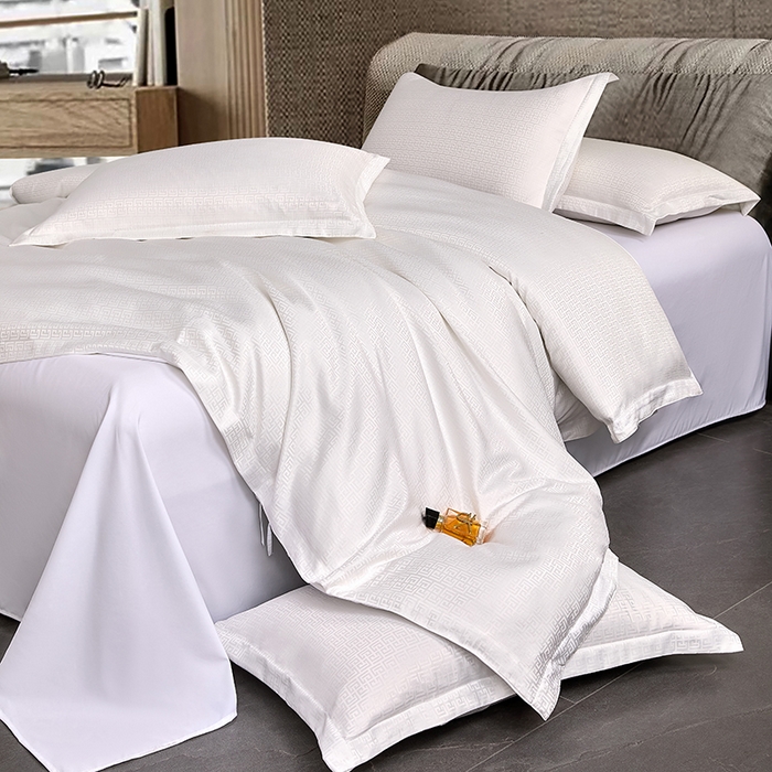 91家纺网 家纺一手货源 找家纺 罗菲尼酒店用品 2025新款AB版加厚磨毛提花酒店套件 云纹