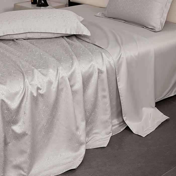 91家纺网 家纺一手货源 找家纺 罗菲尼酒店用品 2025新款AB版加厚磨毛提花酒店套件 向阳  浅灰