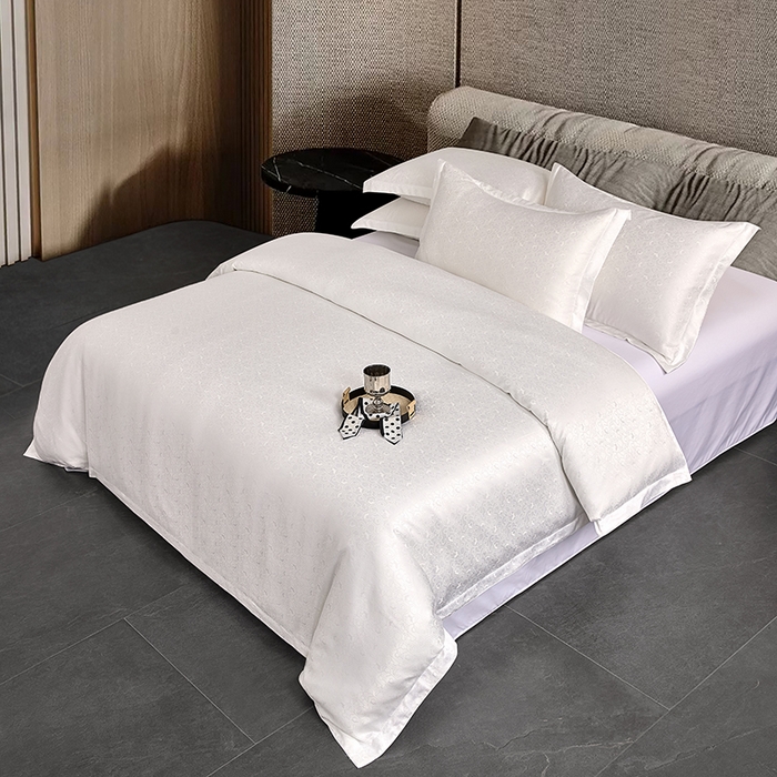 91家纺网 家纺一手货源 找家纺 罗菲尼酒店用品 2025新款AB版加厚磨毛提花酒店套件 向阳   白