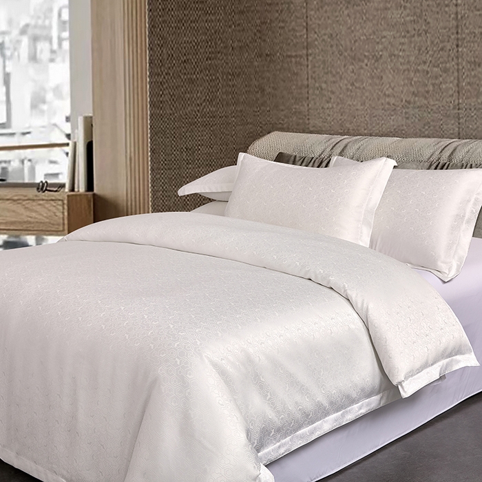 91家纺网 家纺一手货源 找家纺 罗菲尼酒店用品 2025新款AB版加厚磨毛提花酒店套件 向阳   白