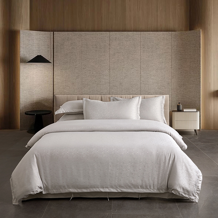 罗菲尼酒店用品 2025新款AB版加厚磨毛提花酒店套件 向阳  浅灰